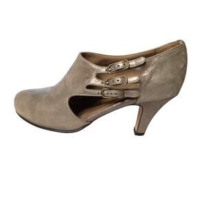 *SOLD*  Anyi Lu Metallic Leather Heeled Booties – Size 37 EU / 6.5 US